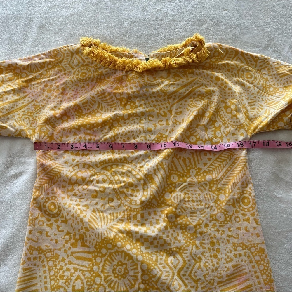 Vintage Patty Woodard California Yellow Tassel Abstract Mini Dress - Picture 3 of 6